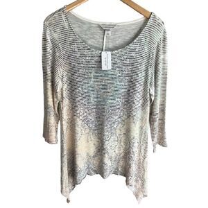 Christopher & Banks Top Womens Small 3/4 Sleeve Striped Lightweight Sweater